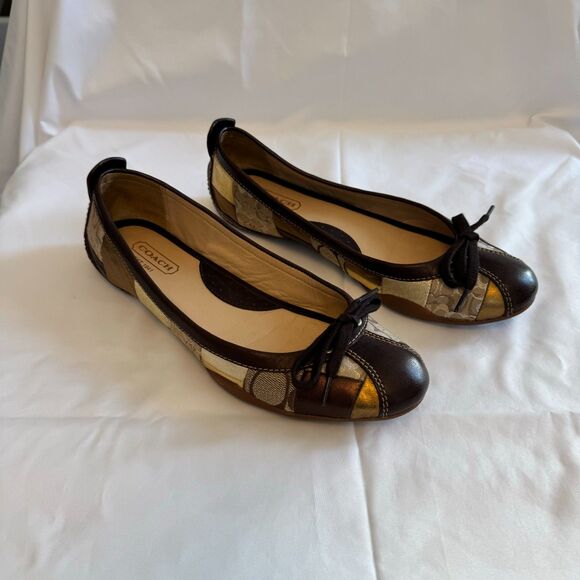 Coach Women's 'Jenilee' Mosaic Color Block Metallic Ballet Falts Size 8.5 - Picture 1 of 11